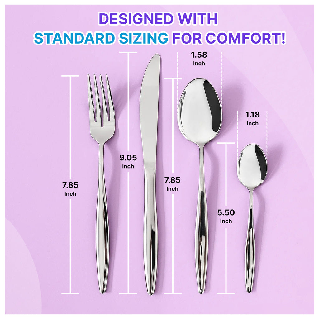 24-Piece Forged Stainless Steel Silverware Set for 6, Mirror Polished Kitchen Cutlery Set with Forks, Knives, Spoons and Teaspoons, Flatware for Home and restaurant, Gift for Family and Friends